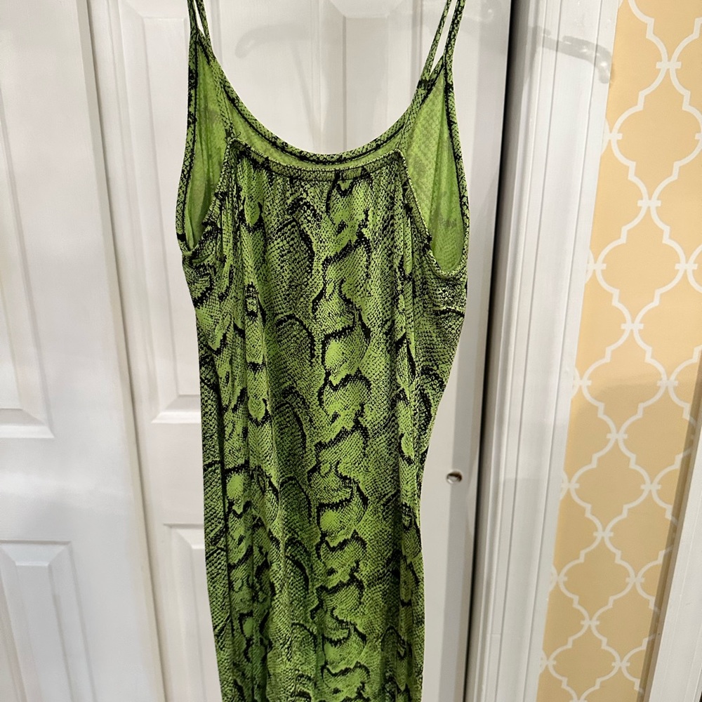 Pretty little thing green snake skin dress